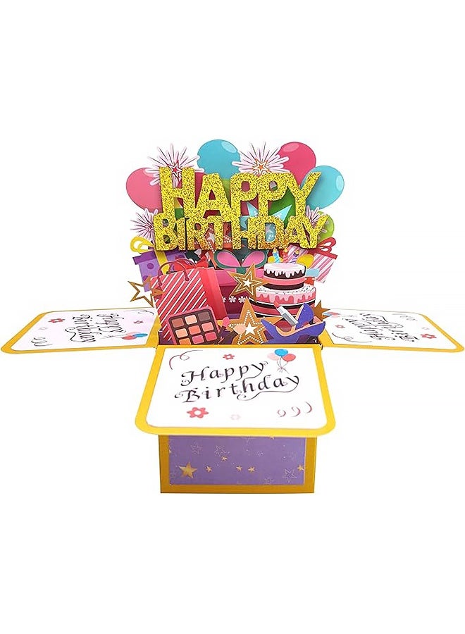 بطاقة معايدة عيد ميلاد مرحة منبثقة، علبة هدايا عيد ميلاد ثلاثية الأبعاد رائعة للكبار والصغار مع مغلفات، بطاقات احتفال فريدة مصنوعة يدويًا قابلة للطي للابنة، والابن، والأم، والأب، والصديق - Image 2